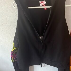 Kappa Black Cheetah Leggings with Pink Accents & Crop Jacket